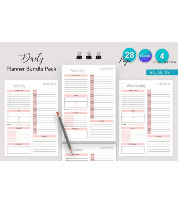 Photo Standart Size (15) Printable Daily Planner Bundle Pack - Image 1