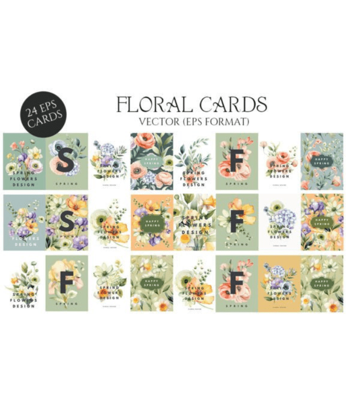 Photo Standart Size 700 X 800 (2) Floral Greeting Cards Templates - Image 1