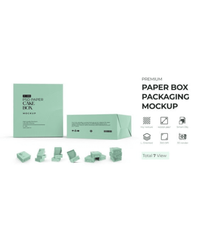 Photo Standart Size 700 X 800 (6) Rectengular Cake Box Packaging Mockup - Image 1