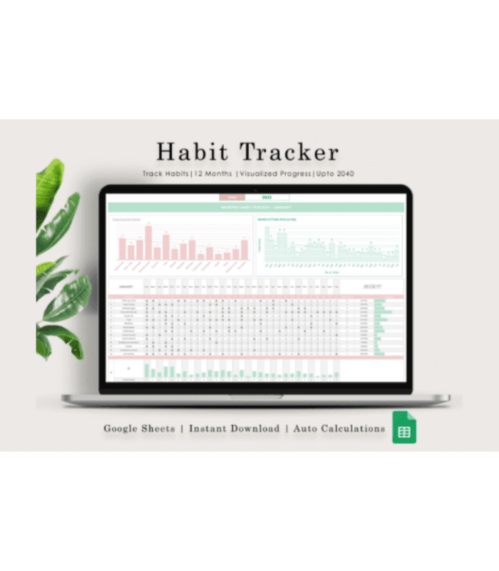 Photo Standart Size (9) Habit Tracker Spreadsheet, Google Sheets - Image 1